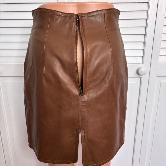 KRIZIA Brown Vintage Vegan Leather Miniskirt Size 4 - Picture 6 of 7